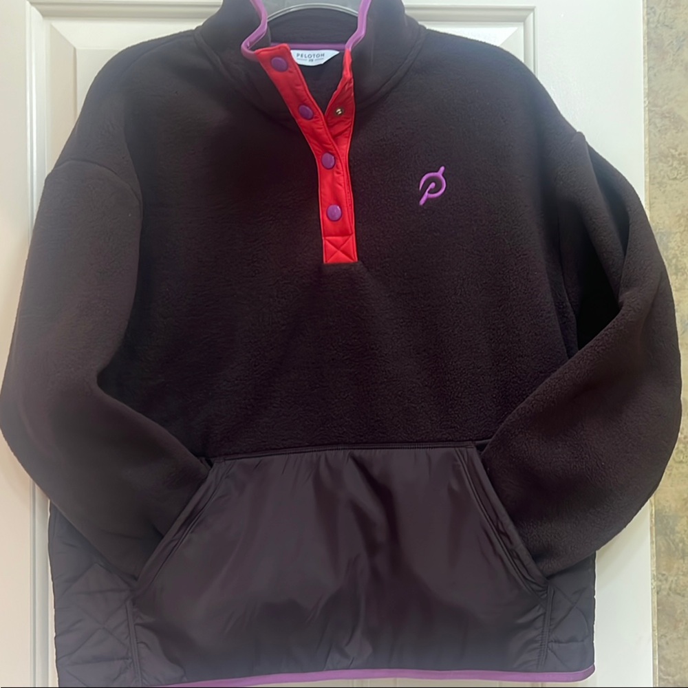 Peloton Brown & Purple Sherpa 3/4 Quilted Pullover EUC XS
